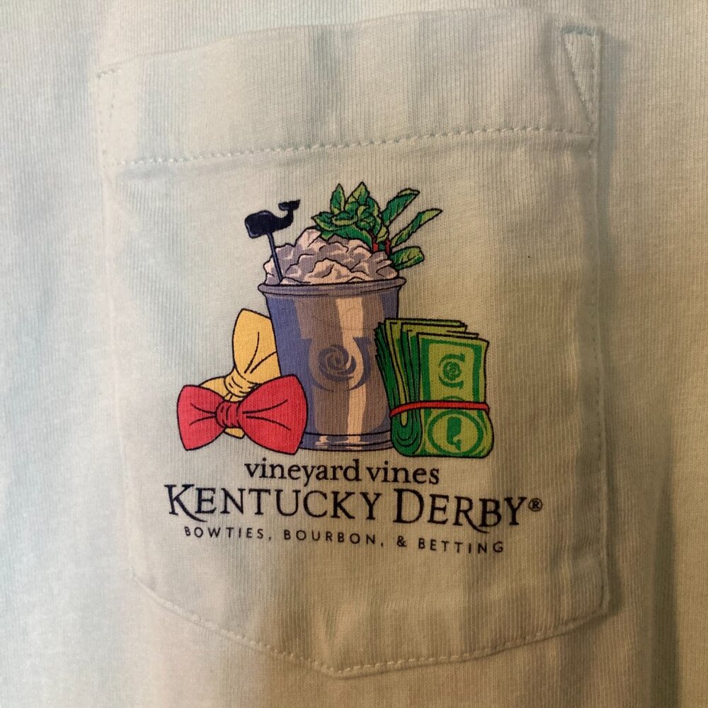 Vineyard Vines Men's Light Blue "Kentucky Derby" Pocket T-Shirt - Size M - Picture 4 of 9